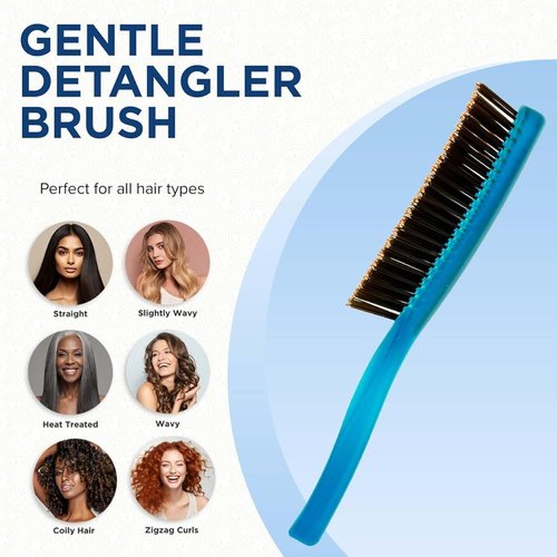 Giorgio GION1B Neon Blue Detangler Hair Brush - Gentle Touch for All Hair Types | Soft Bristles, 7.75 Inch