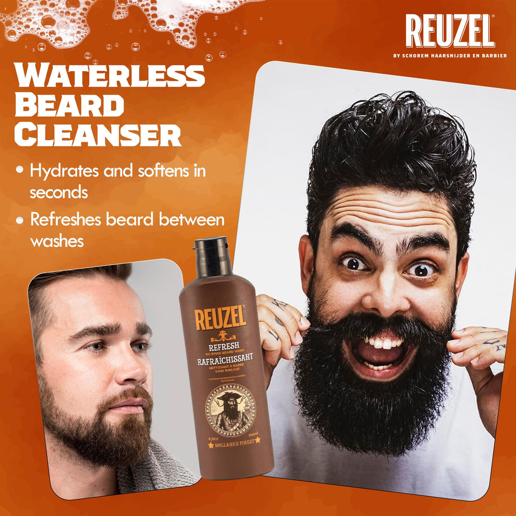 Reuzel Refresh No Rinse Beard Wash, Mens Beard Wash, 200 ml