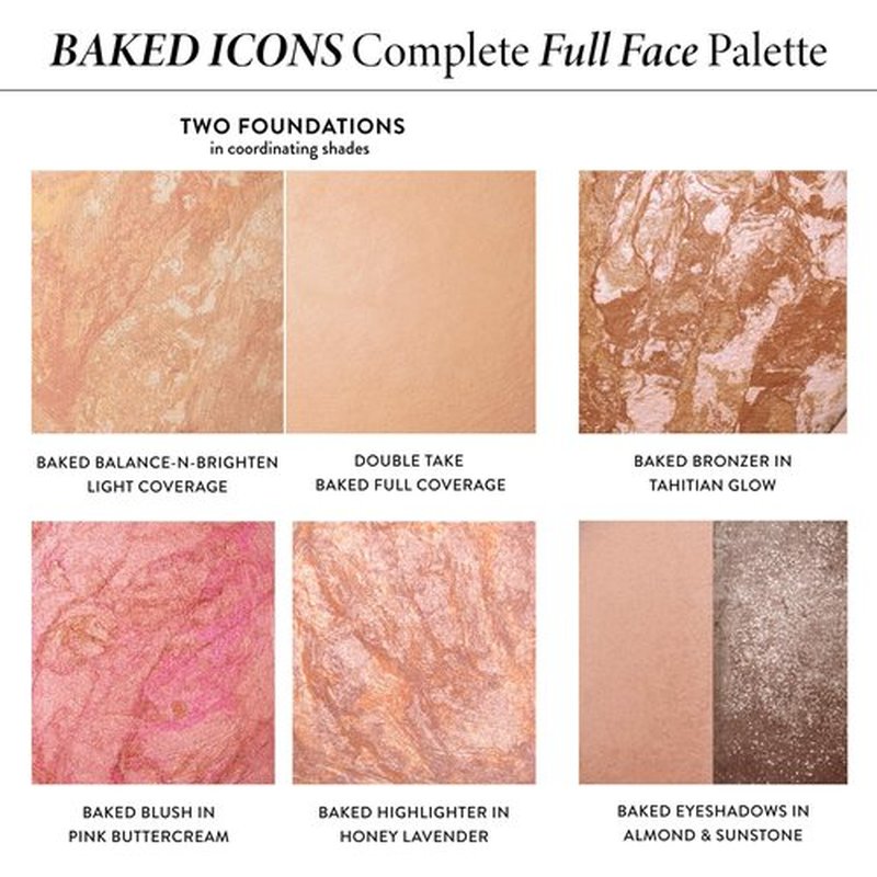 LAURA GELLER Baked Icons Complete Full Face Palette, Light | All-in-One Makeup Palette with Baked Foundations, Blush, Bronzer, Highlighter, Eyeshadows | Coverage for Mature Skin | Travel-Friendly