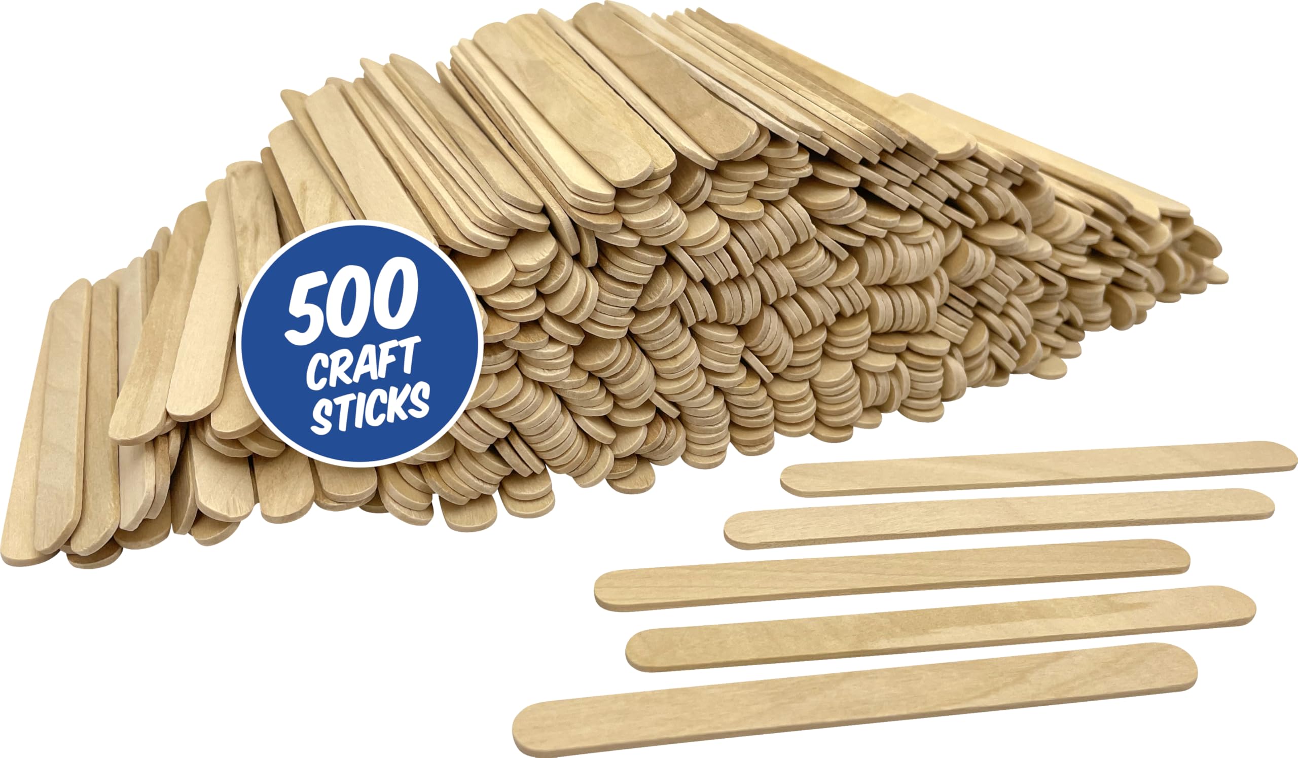 Teacher Created Resources Craft Sticks - Box of 500, Premium Birch Wood, 4 1/2'' x 3/8'', Natural Unfinished for Arts & Crafts, DIY Projects, School & Classroom Supplies, Food Safe