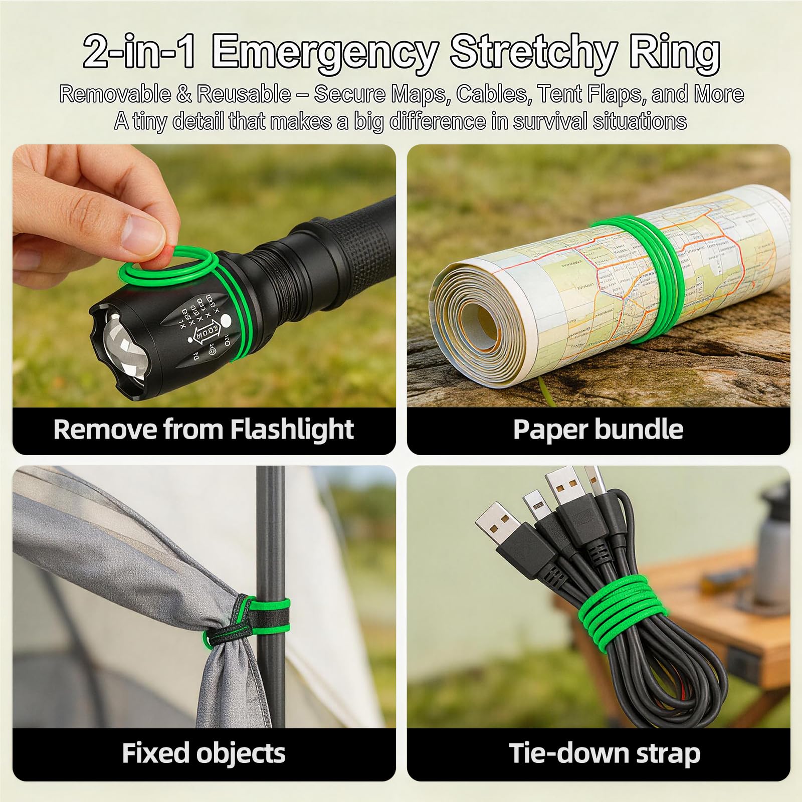 HAUSBELL T8 A100 2000 Lumen Flashlight 2 Pack with Glow-in-Dark Ring, Heavy-Duty Aluminum Tactical Flashlights High Lumens, 5 Modes Zoomable Waterproof LED for Emergency Camping Hiking Home Use