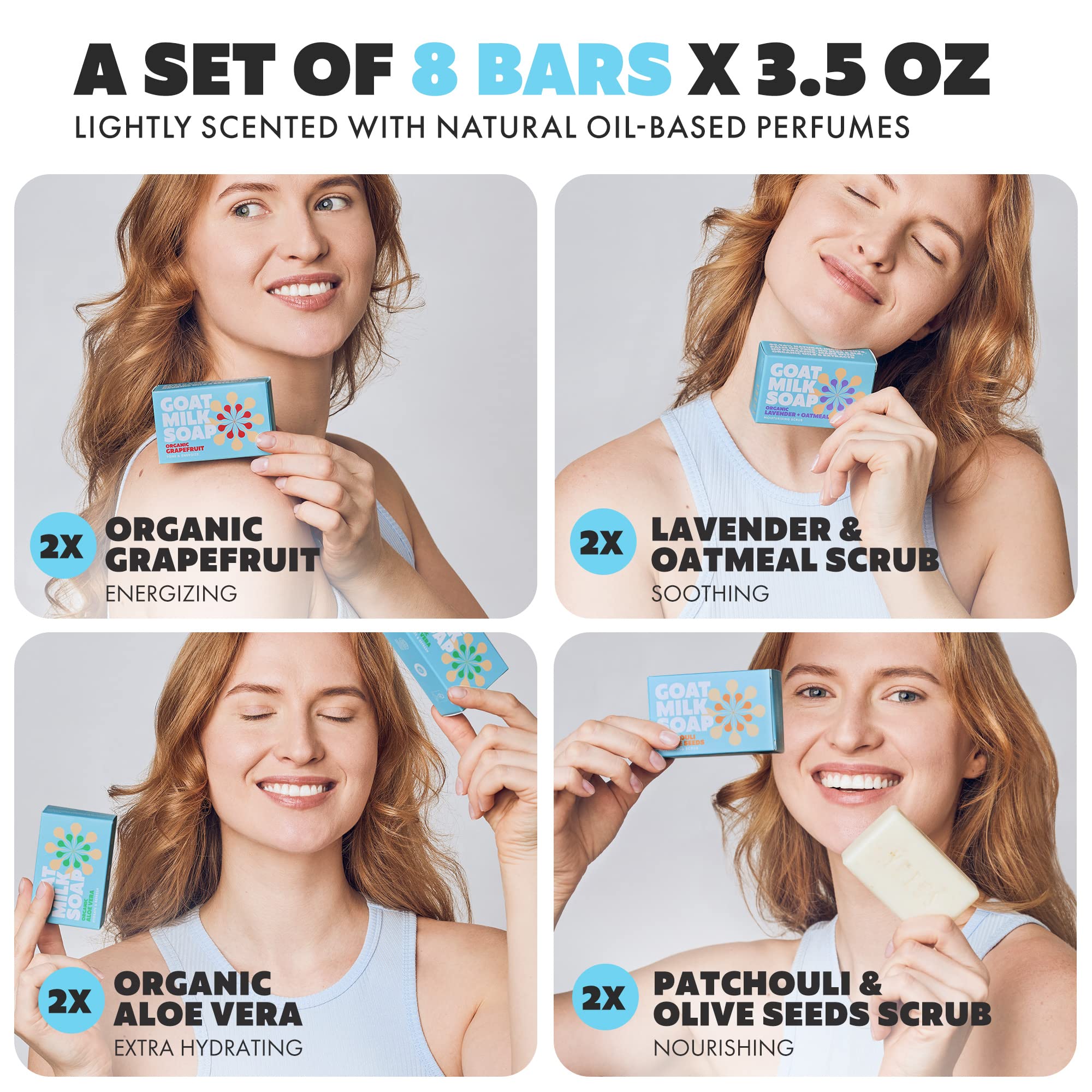 Skin Said Yes Goat Milk Soap Bar Set (Pack of 8) - Crafted in Greece | Tripple Milled | Organic Ingredients, Natural Soap for Sensitive Skin.