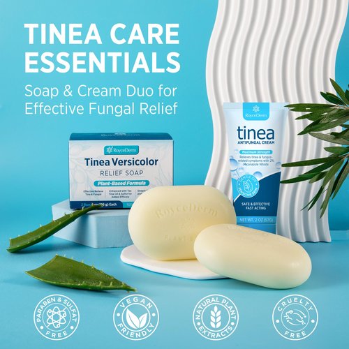 Tinea Versicolor Relief Cream & Soap Kit - Helps with Tinea Versicolor, Fungal Skin Conditions – Soothes, Cleanses, and Restores Skin Health