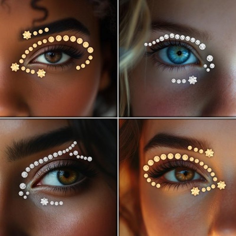 2 PCS Face Gems – Face Jewels - Self-Adhesive Rhinestone Face Jewels for Makeup, Party & Rave Looks - Eye Gems, Face Glitter, Self- Adhesive Festival Gems Festival, Glitter Tattoo, Face Gems