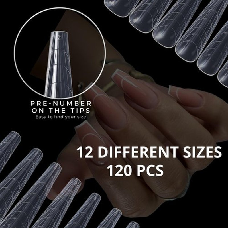 MGART Dual Nail Forms COFFIN Extension Structure Poly gel Nail Forms Full Cover Nail Molds 12 Sizes for Solid Gel Glue Art Design Salon&DIY