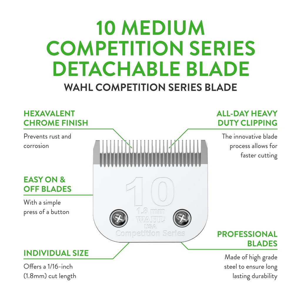 Wahl Professional Animal 10 Medium Competition Series Detachable Blade with 1/16-Inch Cut Length (2358-100)