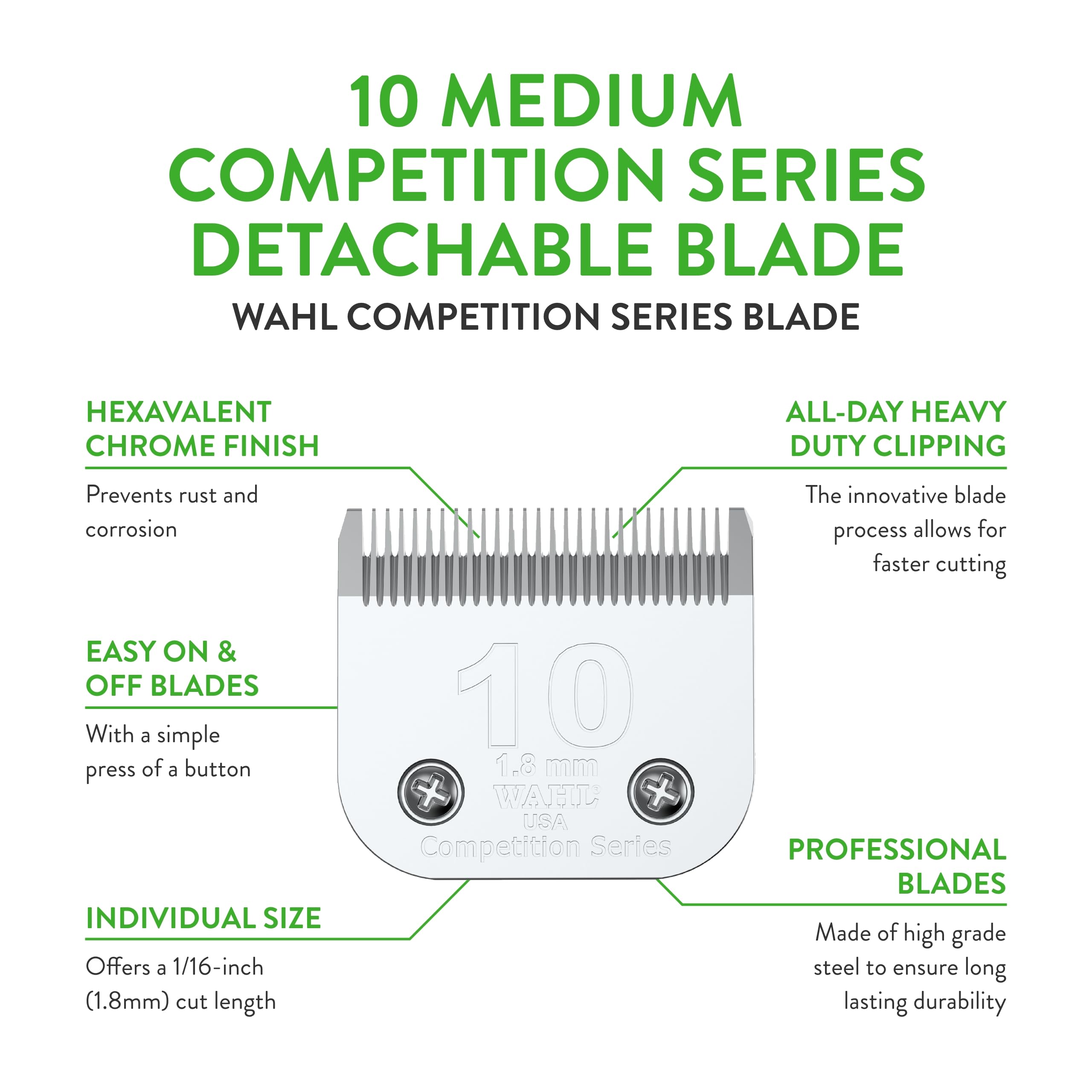 Wahl Professional Animal 10 Medium Competition Series Detachable Blade with 1/16-Inch Cut Length (2358-100)