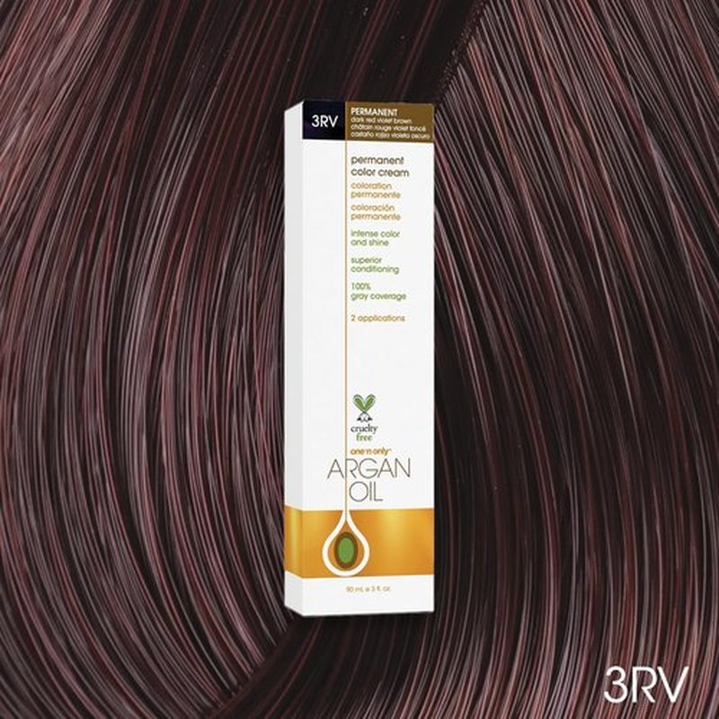 One N' Only Permanent Hair Color - Argan Oil Infused Hair Dye for Rich, Accurate Tones - 3RV Dark Red Violet Brown (3 oz)