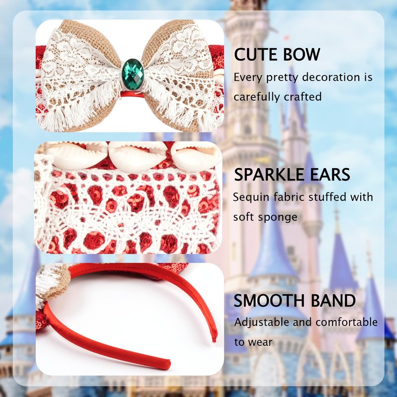 zhezesmila Shiny Mouse Ears for Women Hawaii Outfit Ears Headband Accessories for Party Costume Trips Decoration