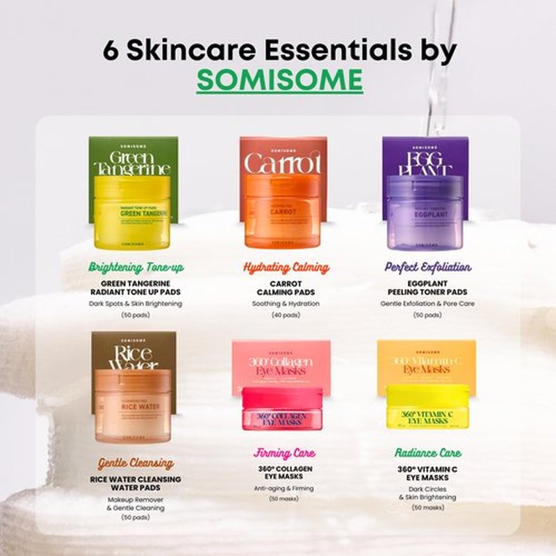 SOMISOME Green Tangerine Radiant Tone Up Pads – Korean Toner Pads with Niacinamide, Centella Asiatica & Vitamin C, Dark Spot Corrector, Tone-Up & Hydrating Face Toner 50 Pad