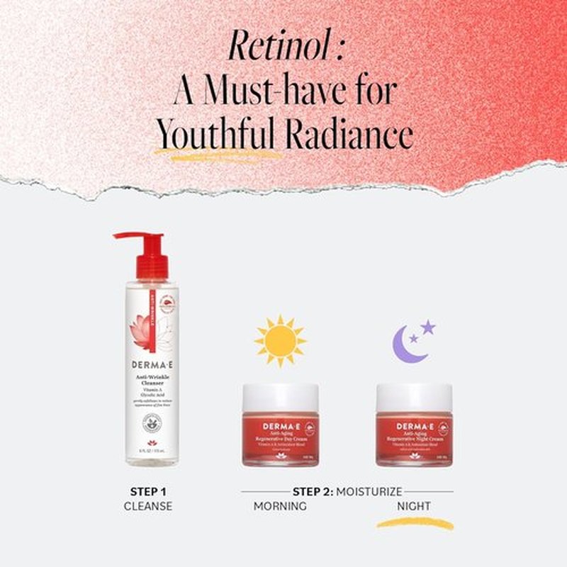 Derma E Anti-Aging Night Cream - Firming Astaxanthin Moisturizer for Face - Lightweight 2 oz with Jojoba Oil & Vitamin E