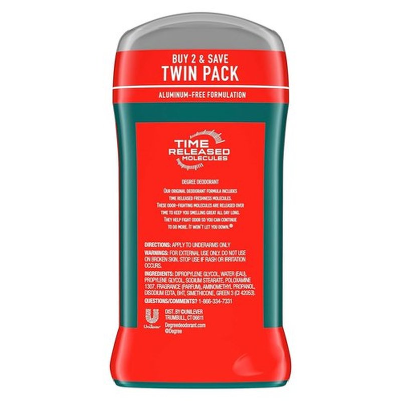 Degree Men Original Protection Deodorant - Intense Sport 48-Hour Odor Defense | 3 oz (2 Count)