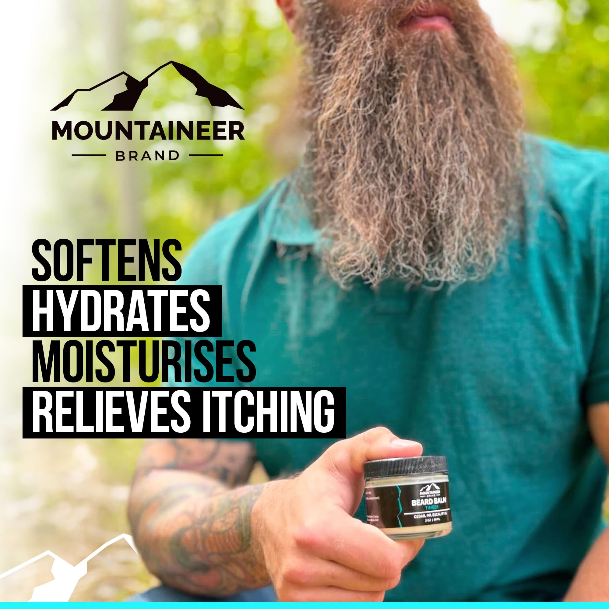 Mountaineer Brand Natural Beard Balm with Pine Tar Scent | Scents Inspired by Nature | Beard Butter for Men | Leave in Condidtioner | Hydrates, Softens and Tames | Made in West Virginia | 2oz