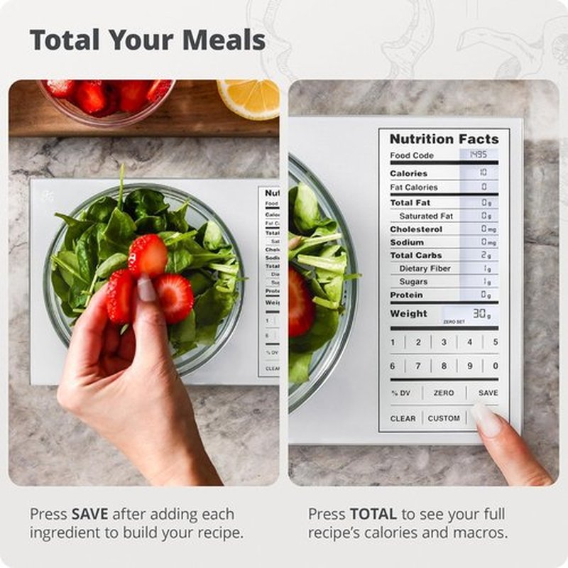 Greater Goods Food Scale - Nutrition Calculator & Meal Prep Tool | 11lb Capacity, Silver Finish
