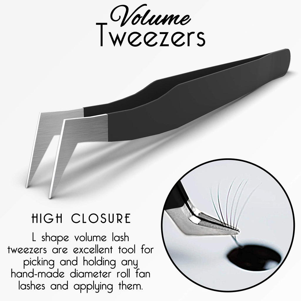 Lash Tweezers for Volume, Isolation & Classic Lashes, 3 Pack, Black