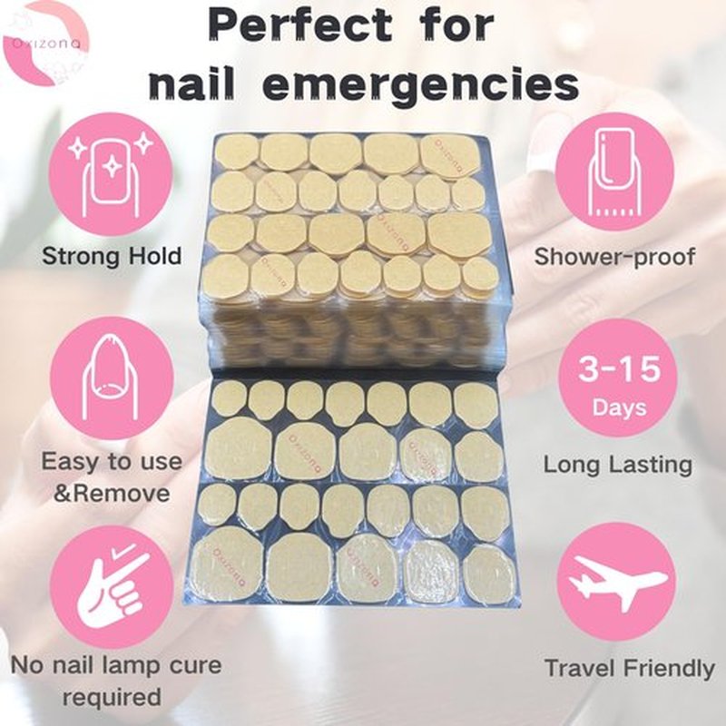 OXIZONA Nail Adhesive Tabs Strong Nail Glue Stickers for Press Ons Waterproof Breathable Jelly Double Sided Adhesive Tabs 20 Sheets(480pcs)