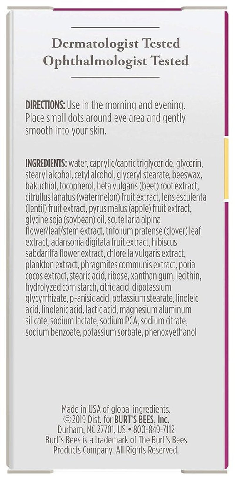 Burt's Bees Renewal Eye Cream - Firming & Smoothing Formula with Hibiscus | 0.58 Ounce