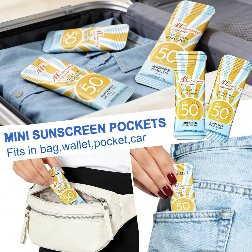 30 PCS Mini Sunscreen Bulk, SPF 50 Travel Size Sunscreen for Face and Body, Mini Travel Sunscreen Lotion, Vacation Essentials,Outdoor Sports & Party Favors, Lightweight and Non-Greasy