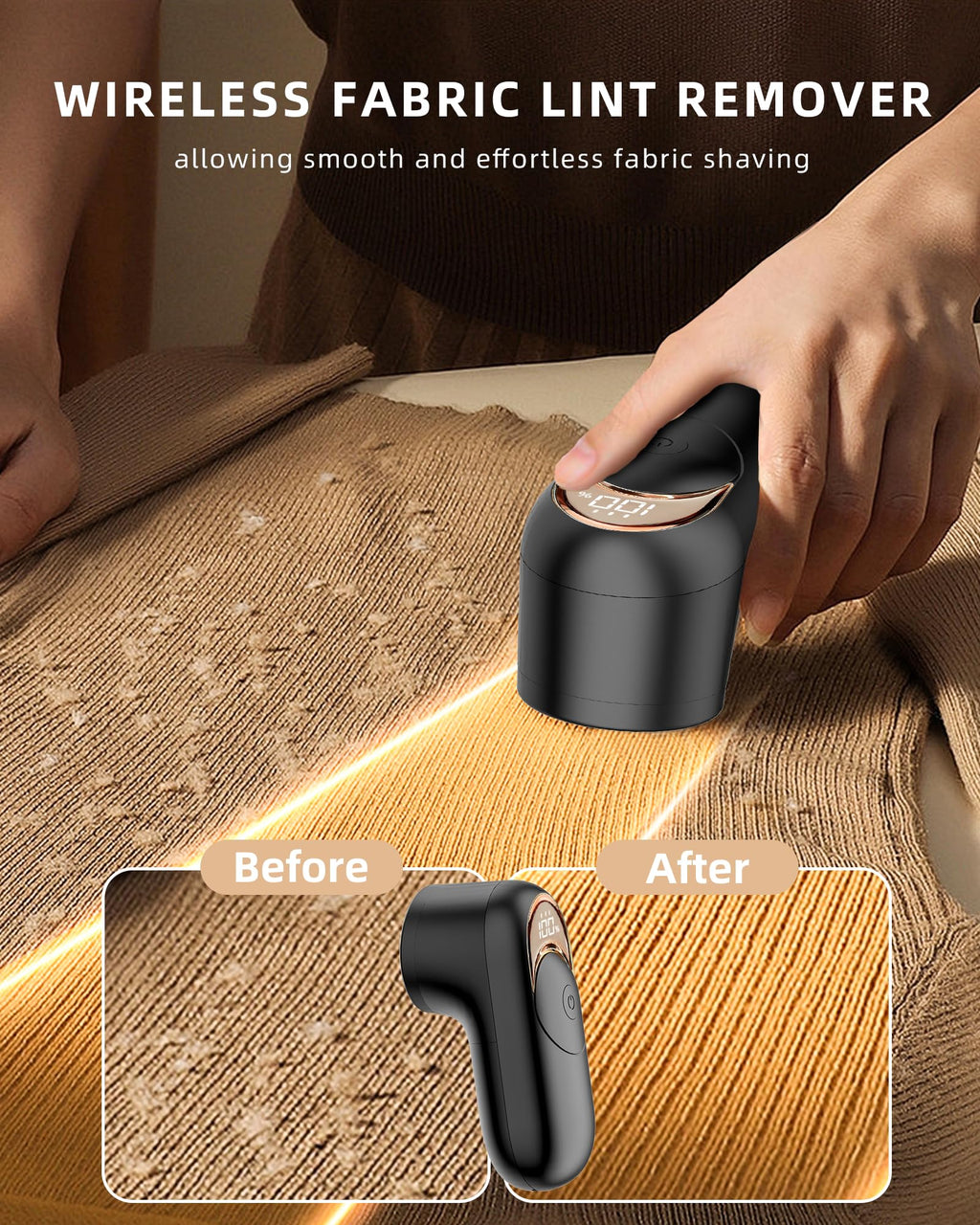 Fabric Shaver Lint Remover, Rechargeable Lint Shaver with 6-Leaf Blades, Sweater Defuzzer, Quickly Remove Fuzz Lint Balls for Clothes, Sweater, Couch, Blanket, Curtain, Wool, Cashmere