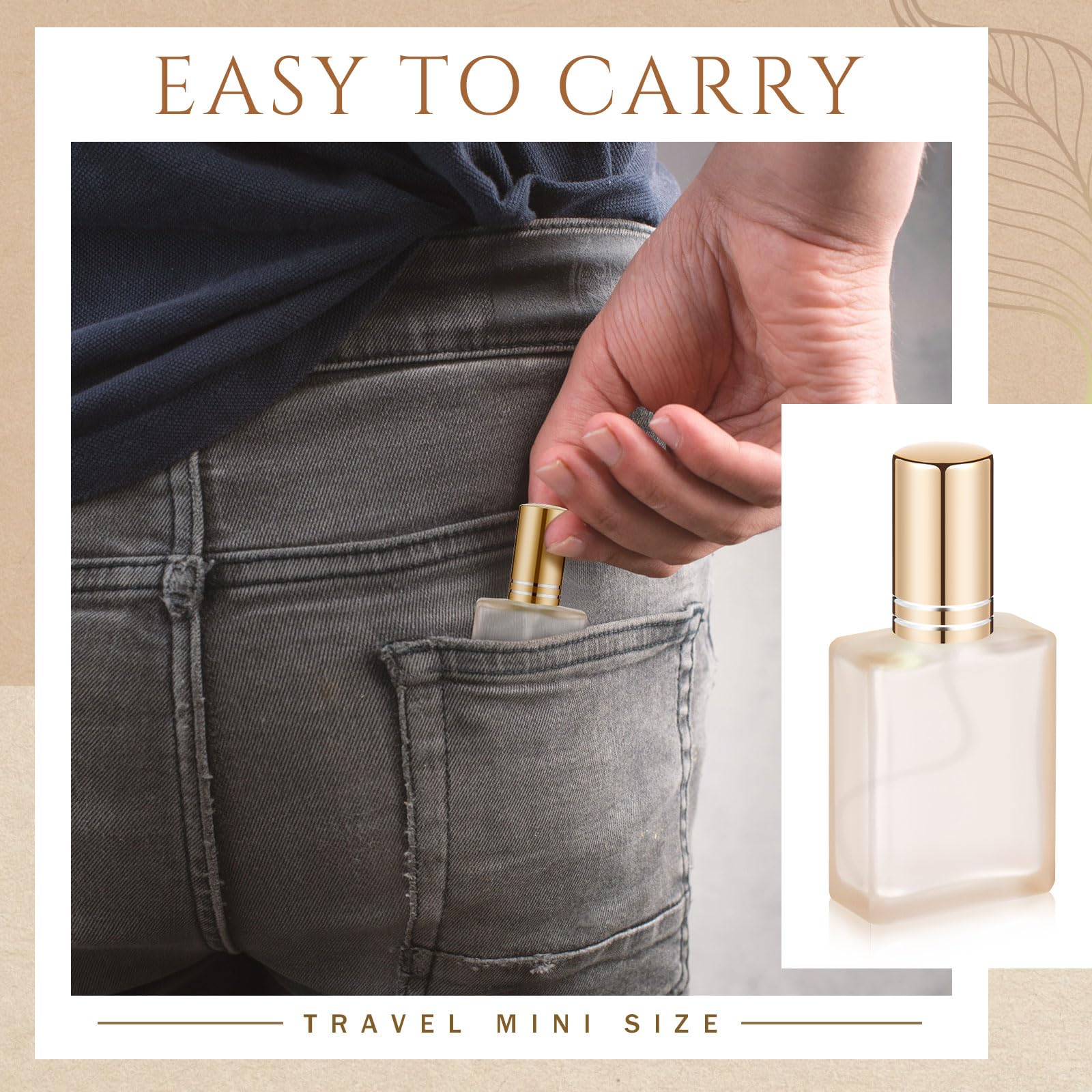Domensi 30 Pcs 10/15/30/50 ml Glass Square Perfume Bottles Mini Glass Empty Spray Atomizer Bottles Bulk Refillable Perfume Dispenser Container with Pump Tool for Travel (15 ml,Folral Color)