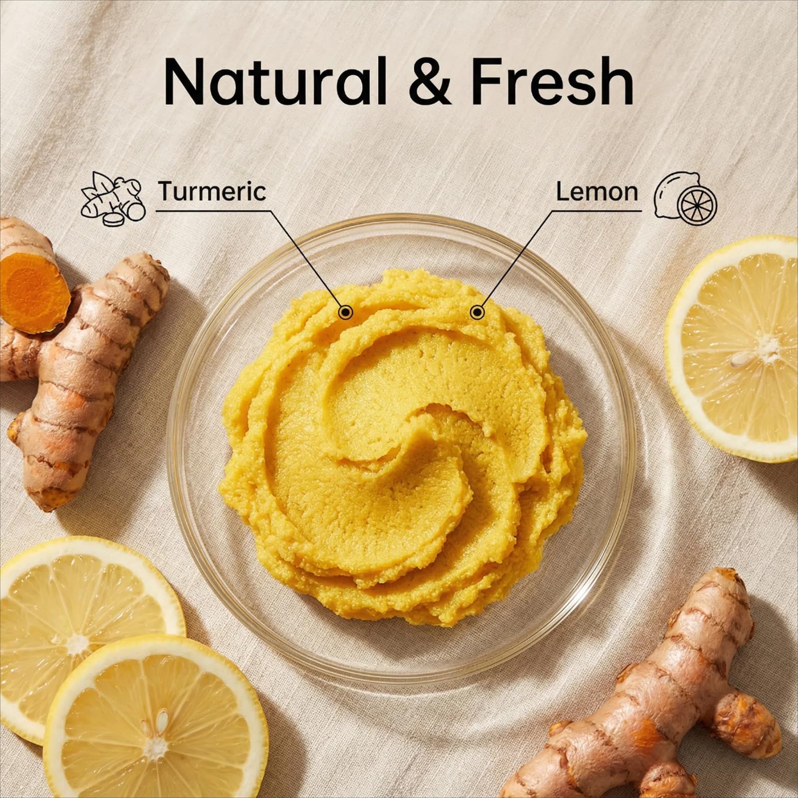 ZaiDoc Turmeric Lemon Sugar Body Scrub, Natural Exfoliating Body with Aloe, Coconut Oil & Hyaluronic Acid, Moisturizing Skin Smoothing Scrub, Gentle Plant-Based Exfoliator for Daily Body Care, 4.2oz