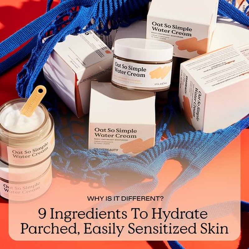 KraveBeauty Oat So Simple Water Cream Moisturizer, Calming, Lightweight Hydrating Gel Face Cream for Sensitive Skin with Oat Extract & Squalane, Fragrance Free, 80 mL