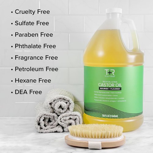 True+Real 100% Pure Castor Oil – Cold-pressed, Hexane Free, Unrefined, Premium USP Castor Oil, 1 Gallon