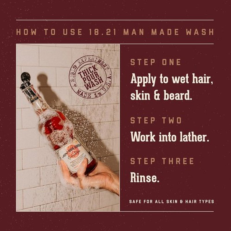 18.21 Man Made 3-in-1 Body Wash, Shampoo & Conditioner - Moisturizing Formula for All Hair & Skin Types | 32oz