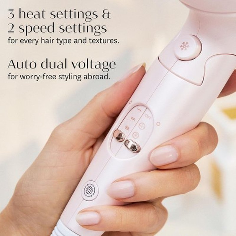 T3 Afar Lightweight Travel Hair Dryer - Auto Dual Voltage, Fast Drying, Ergonomic Design, Compact Size