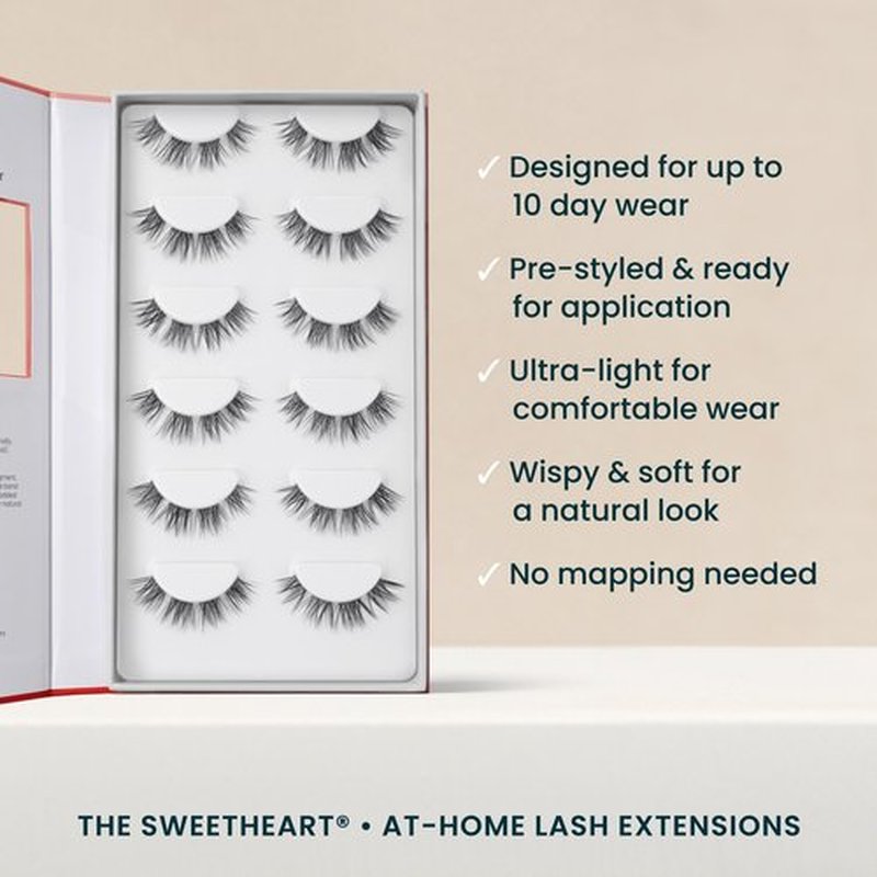 Sweetheart (1.0) Doll-Eyed Lash Clusters for Women, Salon Quality At Home Eyelashes Extension Kit, 6 Lash Sets, No Lash Glue Included
