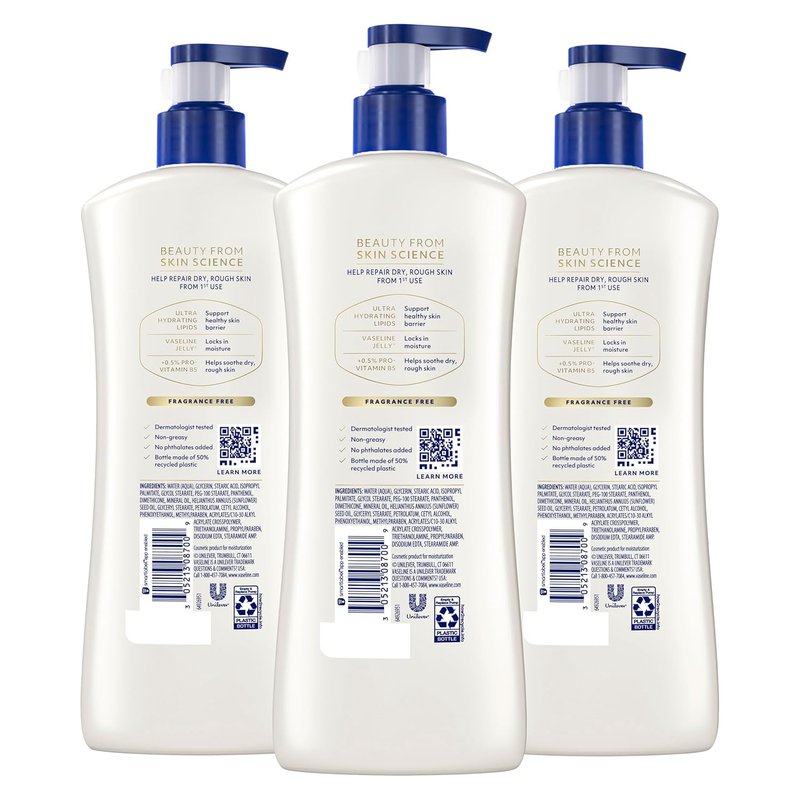 Vaseline Intensive Care Body Lotion - Ultra-Hydrating Advanced Repair for Extremely Dry Skin | 20.3 oz, Pack of 3