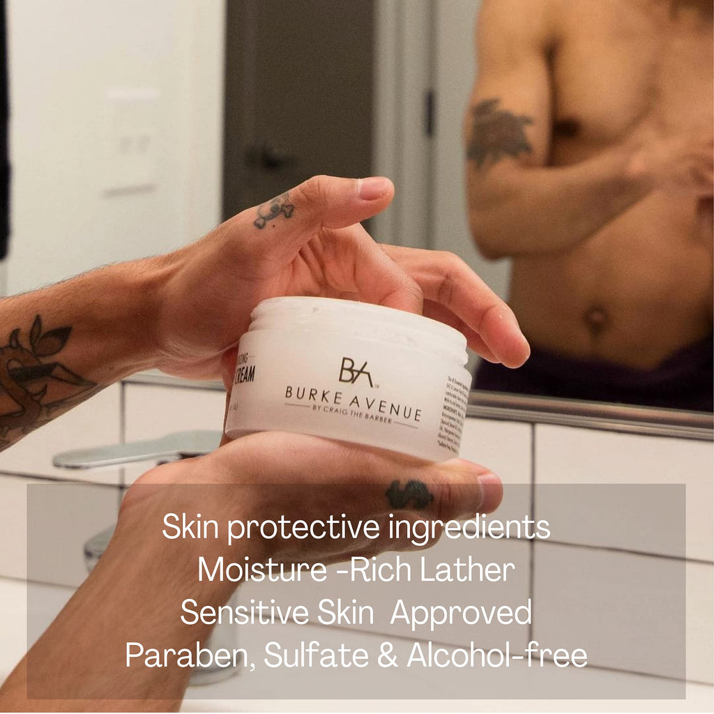 Burke Avenue Moisturizing Shave Cream – Protects Skin from Irritation & Razor Burn | Hydrating Rich Lather | Sensitive Skin Approved