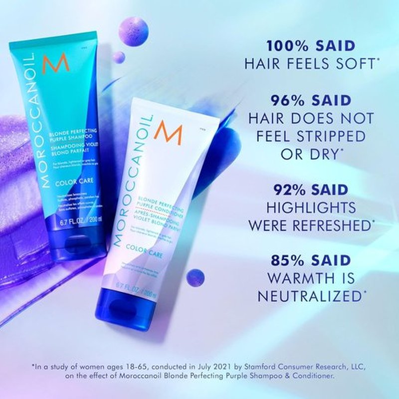 Moroccanoil Blonde Perfecting Purple Shampoo - Brightens Blonde Hair & Reduces Brassiness