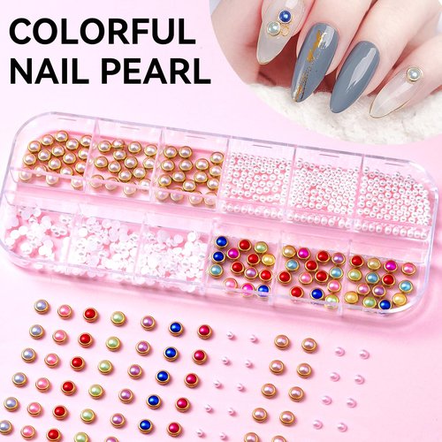 ESUOHYM Nail Charms Kit with 30 Sheets Flower Nail Stickers,Colorful Heart Flower Bow 3d Nail Rhinestones And Gems,Nail Pearls Jewels,Tweezer and Wax Pen,Nail Art Tools for DIY Nail Design