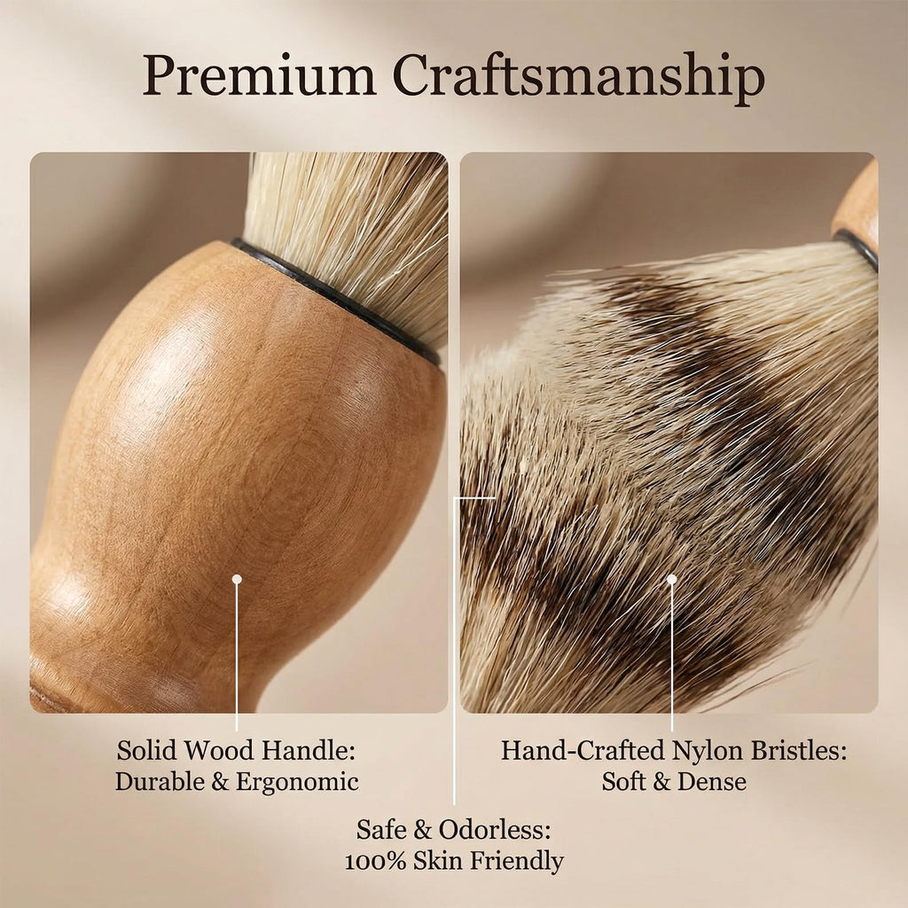 IMengjbang 8 Pcs Men Shaving Brush for Wet Shave, Professional Salon Tools Comfortable Wood Handle Hand Crafted Shaving Brush Soft Bristle Shave Brushes Handmade Nylon Hair Brushes for Bearded Man
