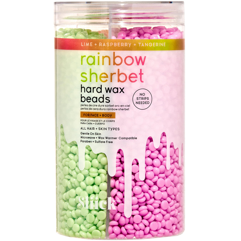 Sliick Hard Wax Beads for Hair Removal, Rainbow Sherbet - Stripless Wax Beads for Face, Body, & Sensitive Skin, 8 oz