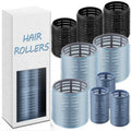 Skiennix Hair Rollers Set - 9 Pcs Heatless Curlers for All Hair Types | Self-Grip, Dark Blue