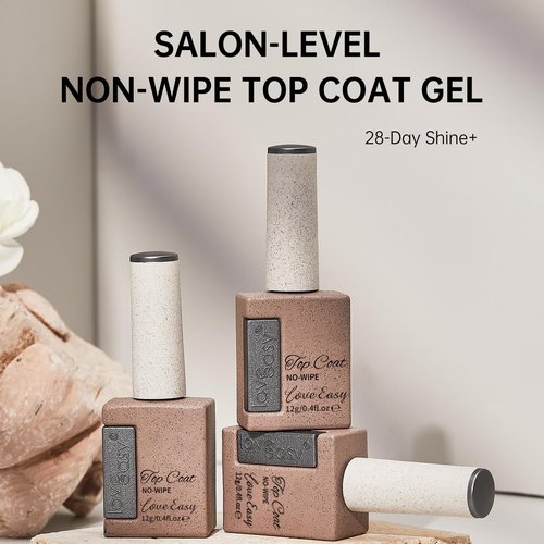 Love easy Salon-Level No-Wipe Top Coat Gel - 28+ Day Gloss Lock with Stain Defense | Mirror Shine | LED/UV Lamp Safe, Gift for Women