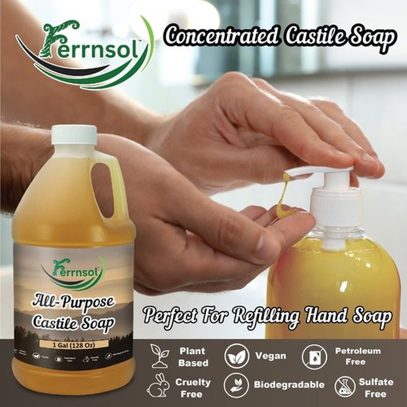 AP Castile Soap Liquid (1 Gallon) – Unscented, Fragrance-Free, Refill – Natural All-Purpose Soap for Home, Hands, and More – Gentle, Non-Toxic formula – 128oz - Made in USA