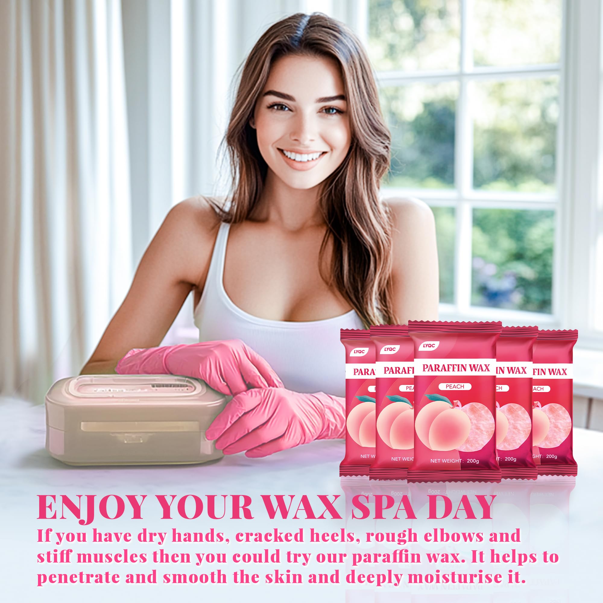 LYQC Paraffin Wax Refill, 10 packs of Paraffin Bath Wax for Hands and Feet for relief of stiff muscles and arthritic pain - deeply moisturises and protects the skin of the hands and feet (Peach)