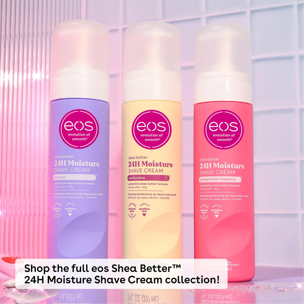 eos Shea Better Shave Cream- Lavender,Shea Butter,Aloe Vera,Moisturizing,Shaving Cream for Women,eos Shave-Cream,7 fl oz,(Pack of 4)