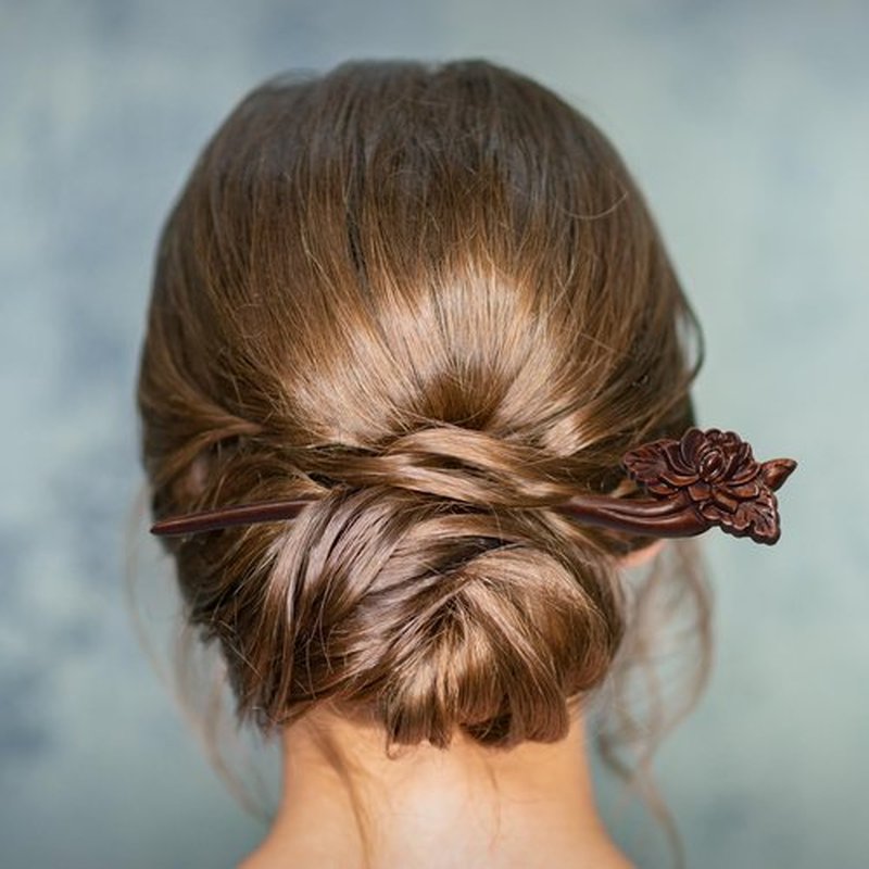 JULIYOOYOO Traditional Chinese Japanese hair sticks, retro wooden hair pins, used for long hair accessories buns, Hanfu Dressing Accessories（lotus flower)