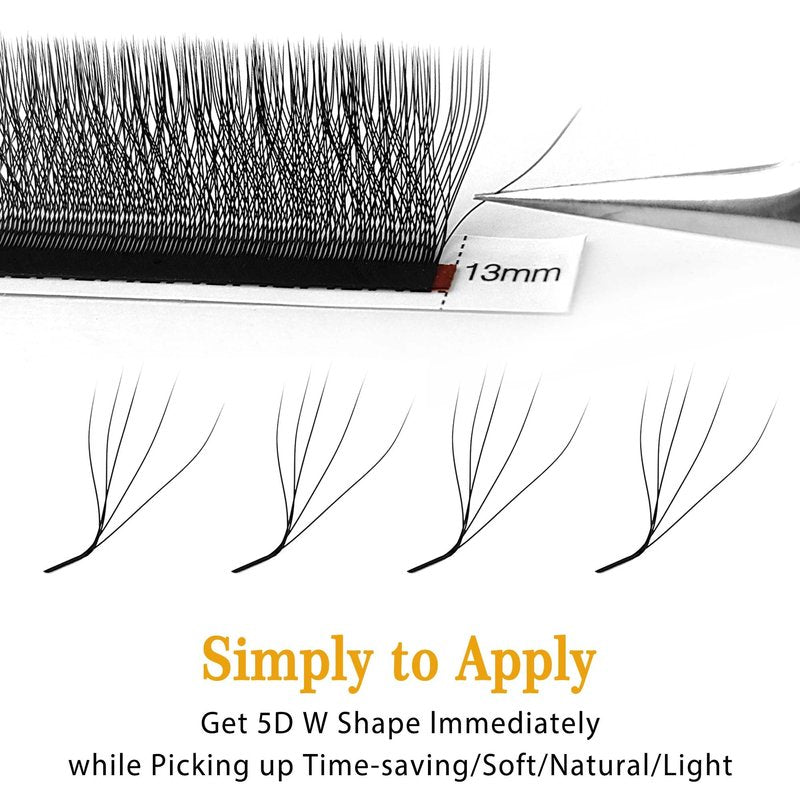W Eyelash Extensions 0.07mm Thickness 5D Premade lash Fans LU/M Curl Lashes 8-15mm Mixed Tray Soft Fluffy Volume Lash Fans Natural Look Individual Eyelashes (5D-0.07-LU,8-15MM)