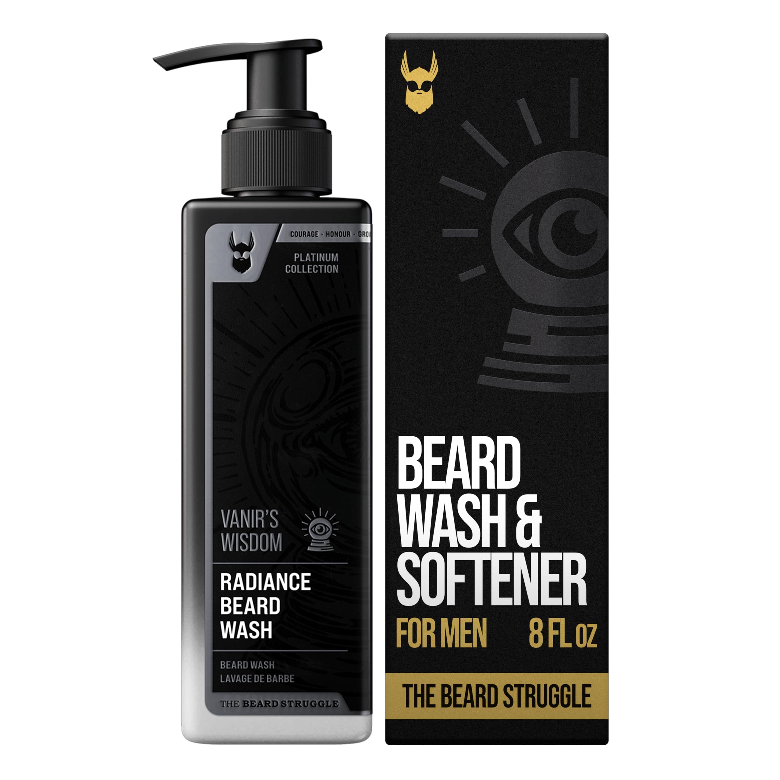 The Beard Struggle Radiance Beard Wash – Platinum Collection, Vanir’s Wisdom – Cleanse, Nourish & Soften – Beard Cleanser for Men (8 fl oz)