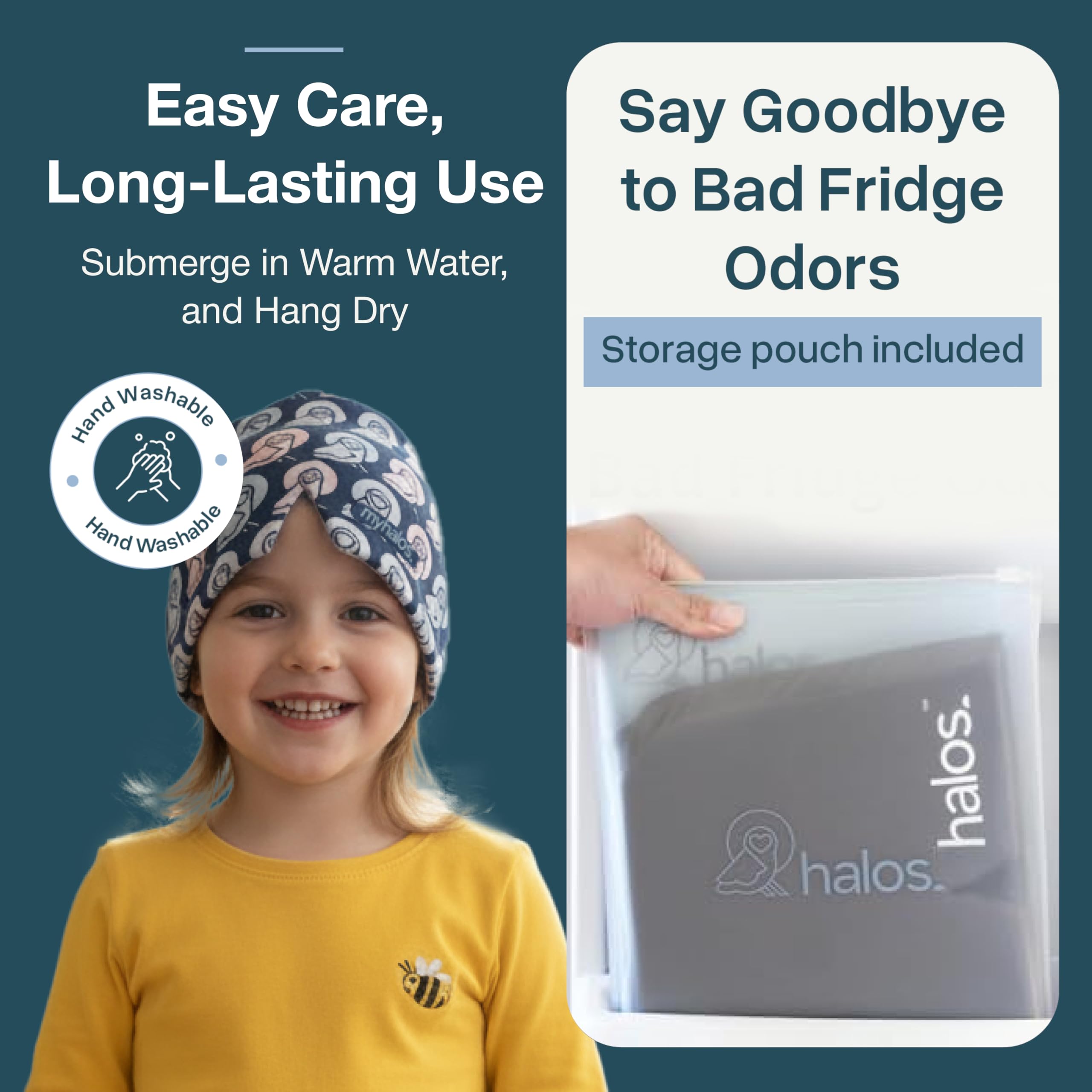 MyHalos® Children's Migraine Relief Cap - Kids Headache Relief for Fever, Bumps & Bruises - Cooling Gel Headache Ice Pack - Ice Pack Hat for Boo Boos - Cold Head Wrap (Multicolor)