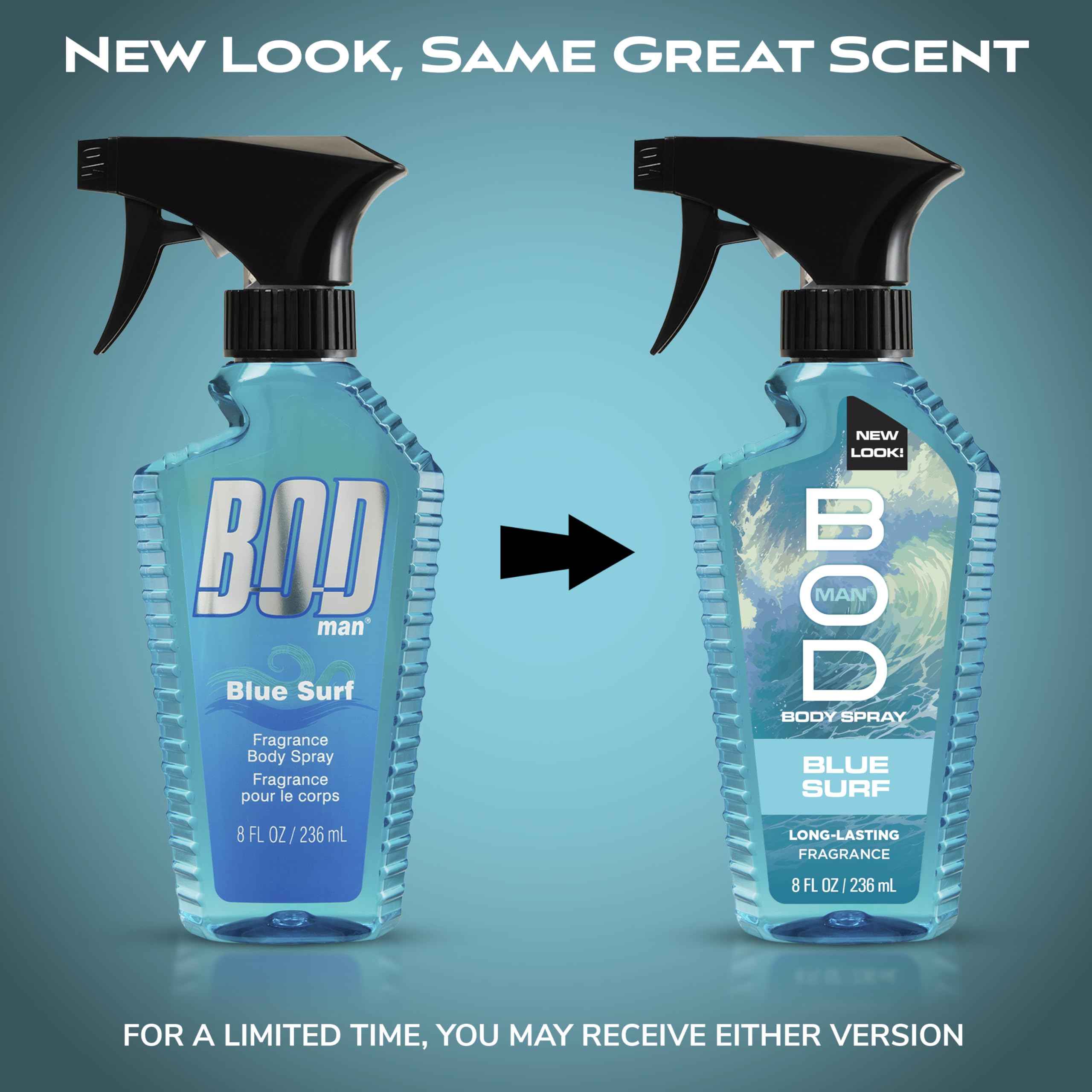 BOD man Fragrance Body Spray, Blue Surf, 8 fl oz