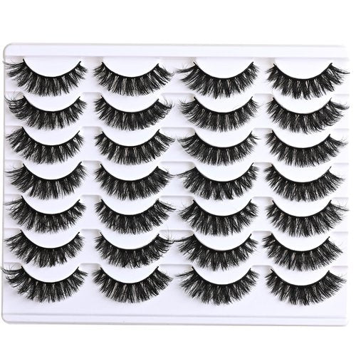 APCYUST Lashes Volume Mink Eyelashes 14 Pairs Cateye Lash Strips Wispy Cat Eye Lashes Natural Look Short Thick Fluffy False Strip Eyelash Full Small Fake Lashes Pack Black Pestañas Postizas for Women