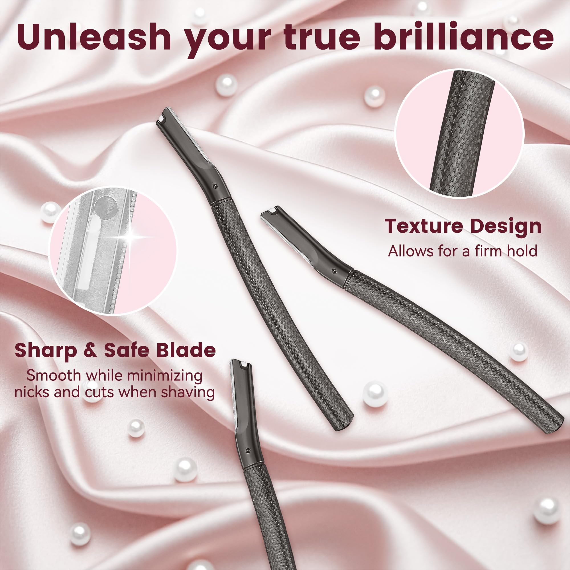 Derloyo Dermaplane Razor for Women Face, 12 Refill Blades, Black