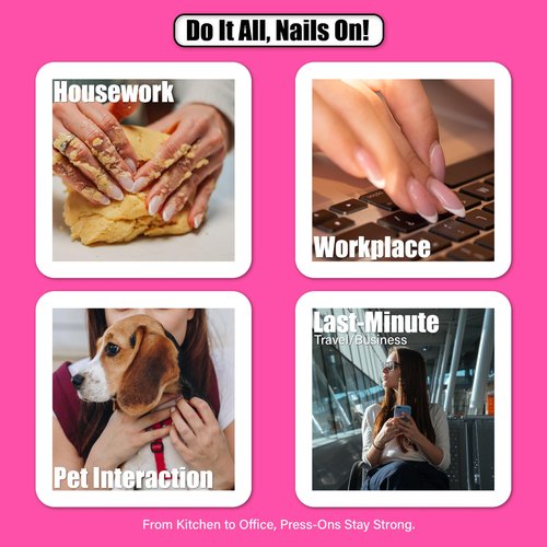 30 Pcs Medium Red Short Almond Press on Nails Full Cover False Nails for Women and Girls,Salon Acrylic,Nail Glue Included,with Metal Box,Easy Apply