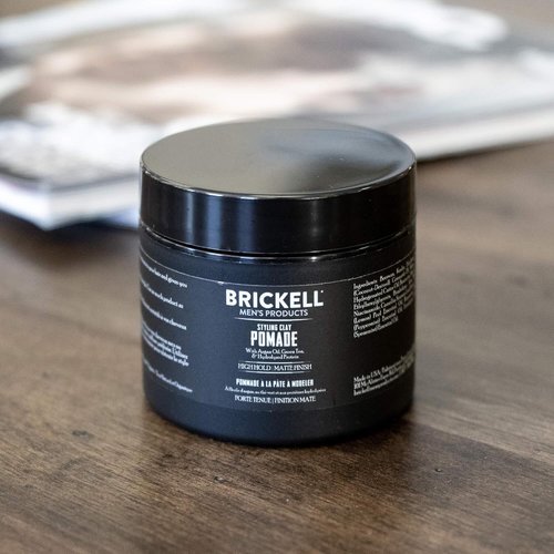 Brickell Men's Products Hair Styling Clay Pomade - Natural & Organic Strong Hold, Matte Finish, 2 Ounces (Pack of 2)